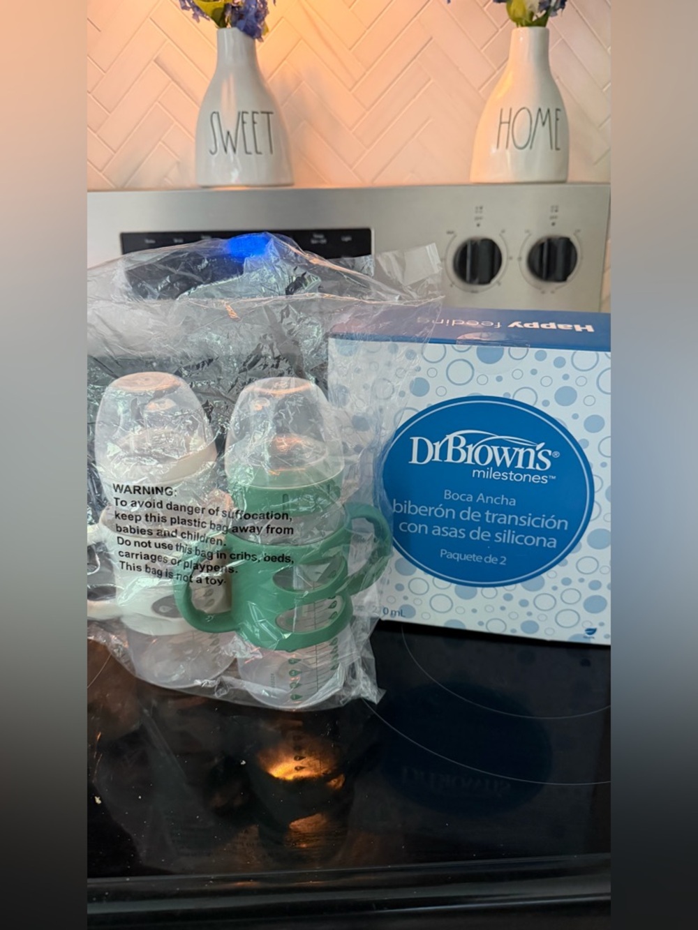 Dr. Brown's Green Transition Bottles  Handles2-Pack&two mini tumblers
